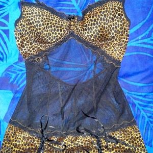 Leopard baby doll night wear